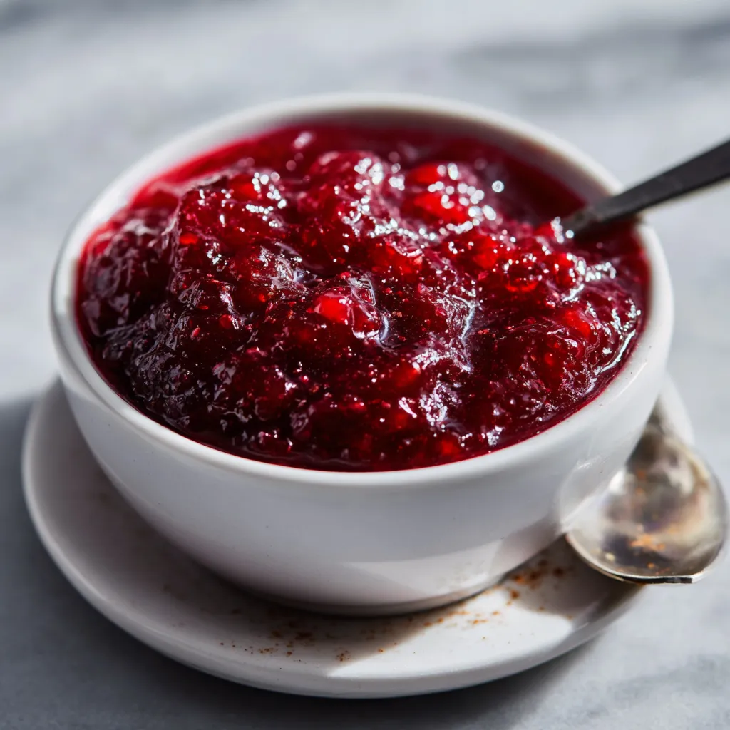 Classic Homemade Cranberry Sauce with Orange Zest and Warm Spices for Holiday Dinners - secondary view